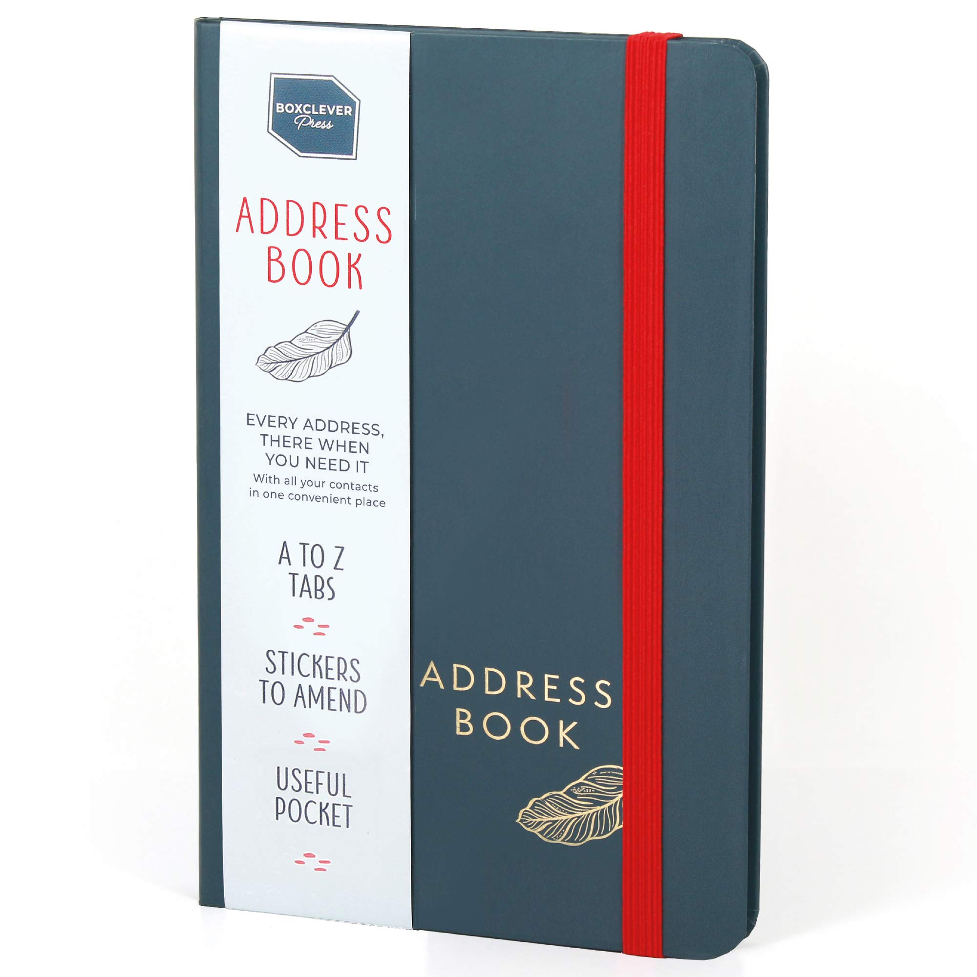 Boxclever PressAddress Book with Over 400 Spaces! Hardcover Address Book with Alphabetical Tabs, Pocket & Change of Address Labels. Stunning Address Books - 8 x 5''