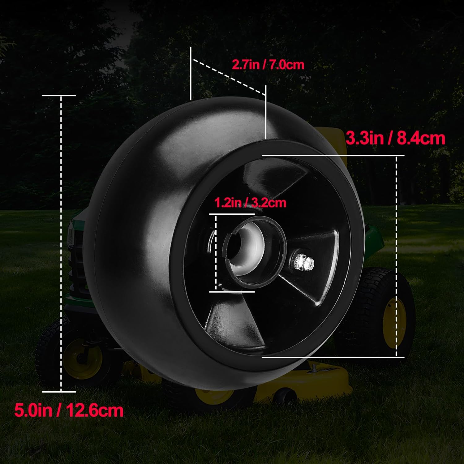 Set of 4 AM125172 Plastic Deck Gauge Wheel Kit Compatible with John Deere 48", 54", 60", 62“, 72" 240 245 260 265 285 LX255 LX266 GX325 Deck Lawn Tractor Mowers Wheel Replace# 210-300 AM124706