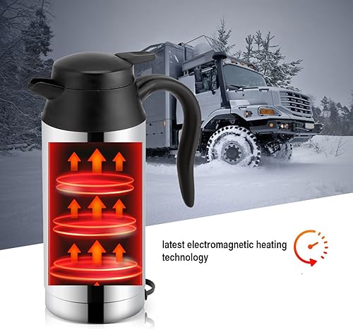 Miniatura 8 de Auto Wasserkocher - Hervidor de agua para automóvil de 12 V, 25.4 fl oz, acero inoxidable, hervidor eléctrico, taza de café, calentador de agua para