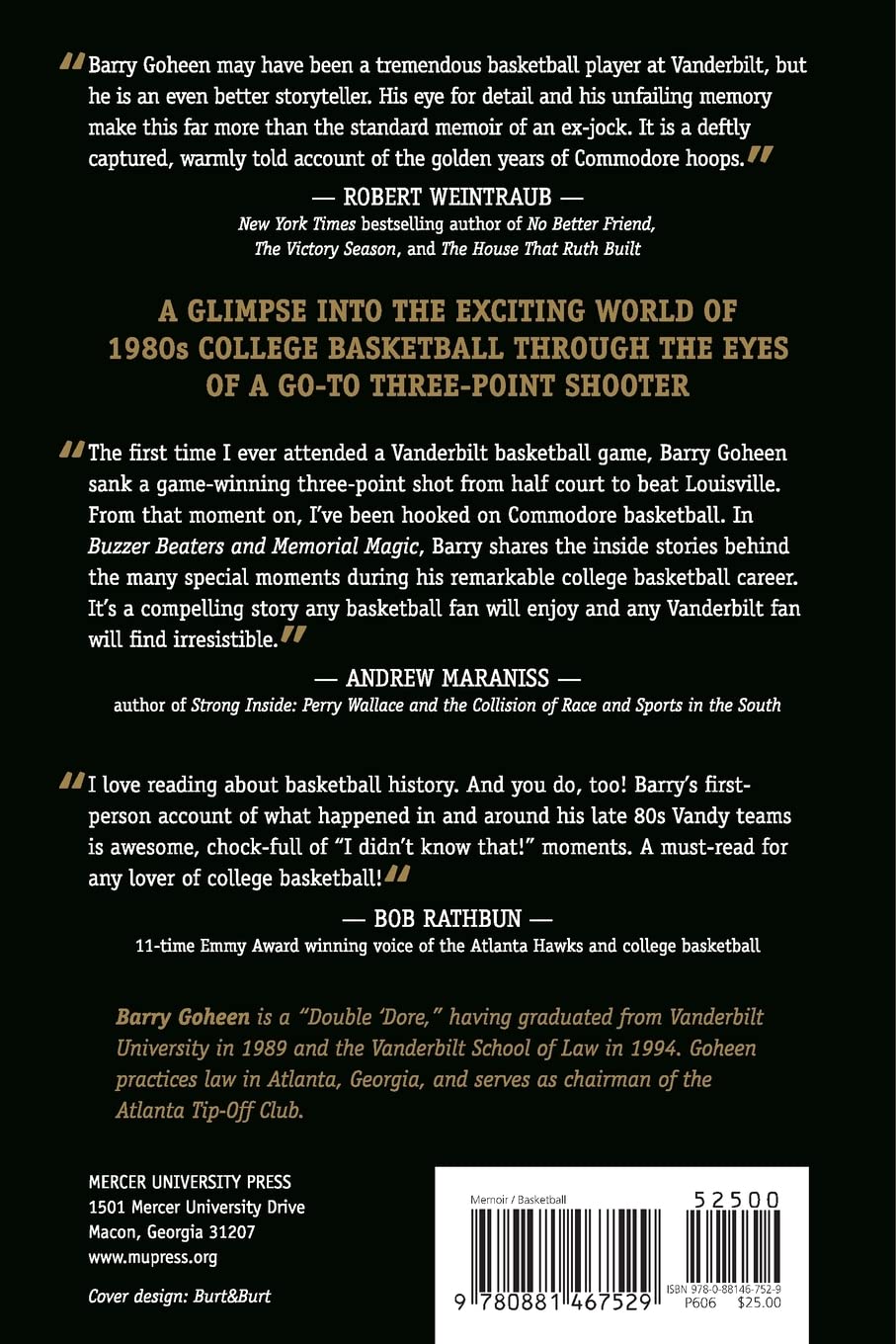 Buzzer Beaters and Memorial Magic: A Memoir of the Vanderbilt Commodores, 1987-1989