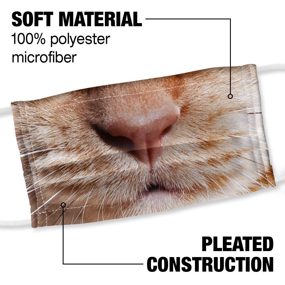 Popfunk Cat Face 1-Ply Reusable Face Mask Covering with Adjustable Nose Wire, Unisex