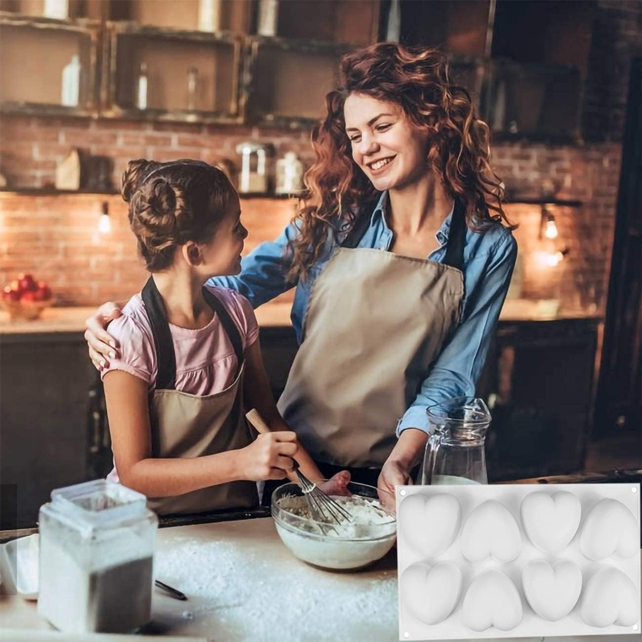 Heart Silicone Chocolate Molds - 3D Mousse Cake Baking Reusable Non-stick Easy Release Mold For Mother's Day Chocolate Cheese Dessert Cheesecake Jelly Soap (8-Cavity)