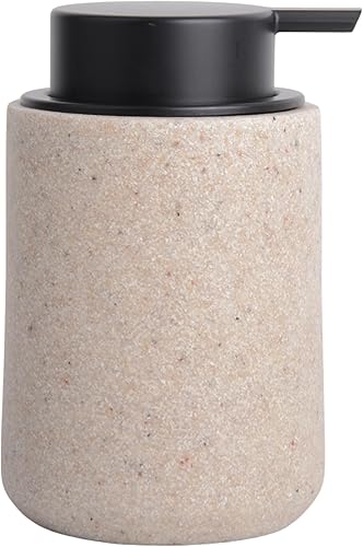 Miniatura 9 de Dispensador de jabón de manos de resina con bomba fácil de presionar, dispensador de jabón líquido recargable con acabado similar a la piedra Gris