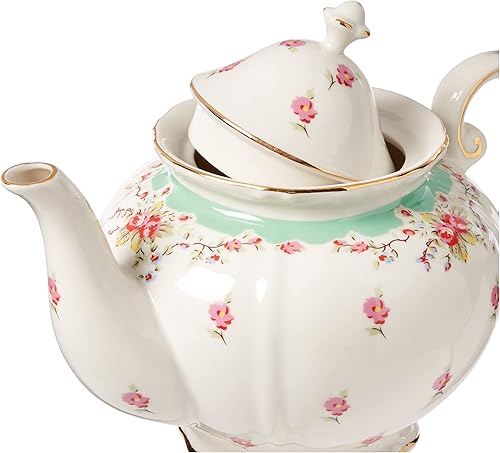 Miniatura 3 de Gracie China by Coastline Imports Tetera de porcelana rosa vintage Gracie China de 5 tazas verde