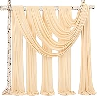 Vista 91 de Tela para envolver arco de boda, 4 paneles de 28 x 20 pies, cortinas de arco de boda rosa para ceremonia, cortinas de tela de gasa para cenador