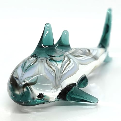 Miniatura 13 de Figuras miniatura de ballena y tiburón, animales marinos, arte de vidrio soplado a mano, regalo coleccionable para decorar (azul morado) Azul
