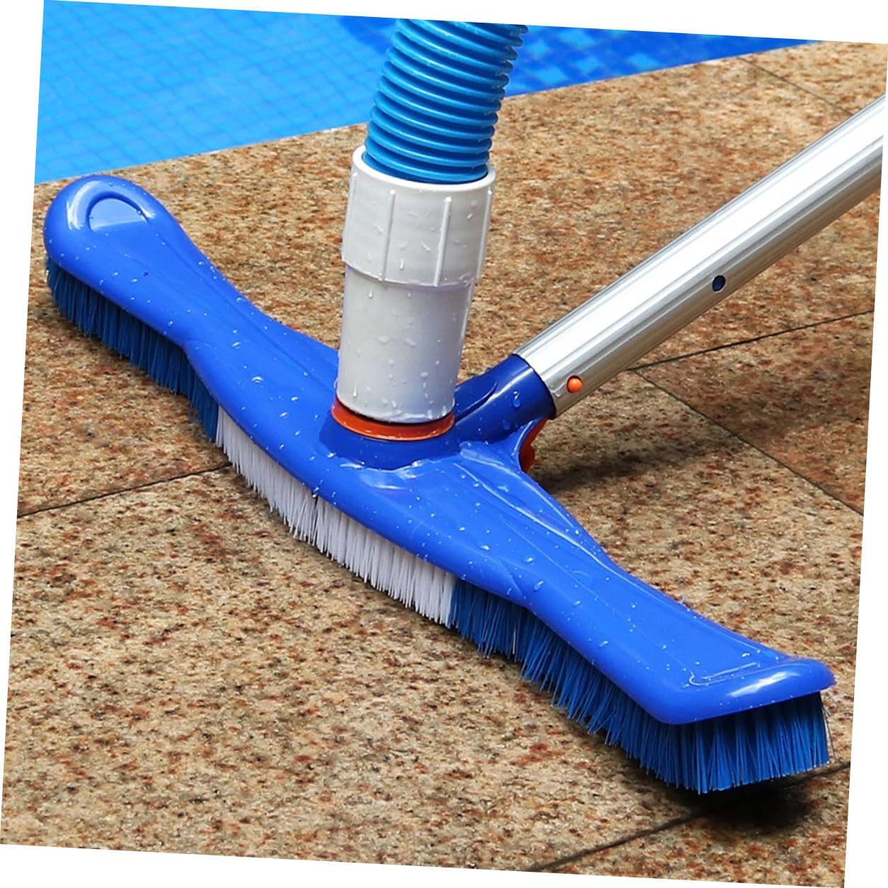 20-inch Swimming Pool Brush with Plastic Bristles Heavy Duty Cleaner Brush for Vinyl and Concrete Pools Wall and Floor Cleaning Tool