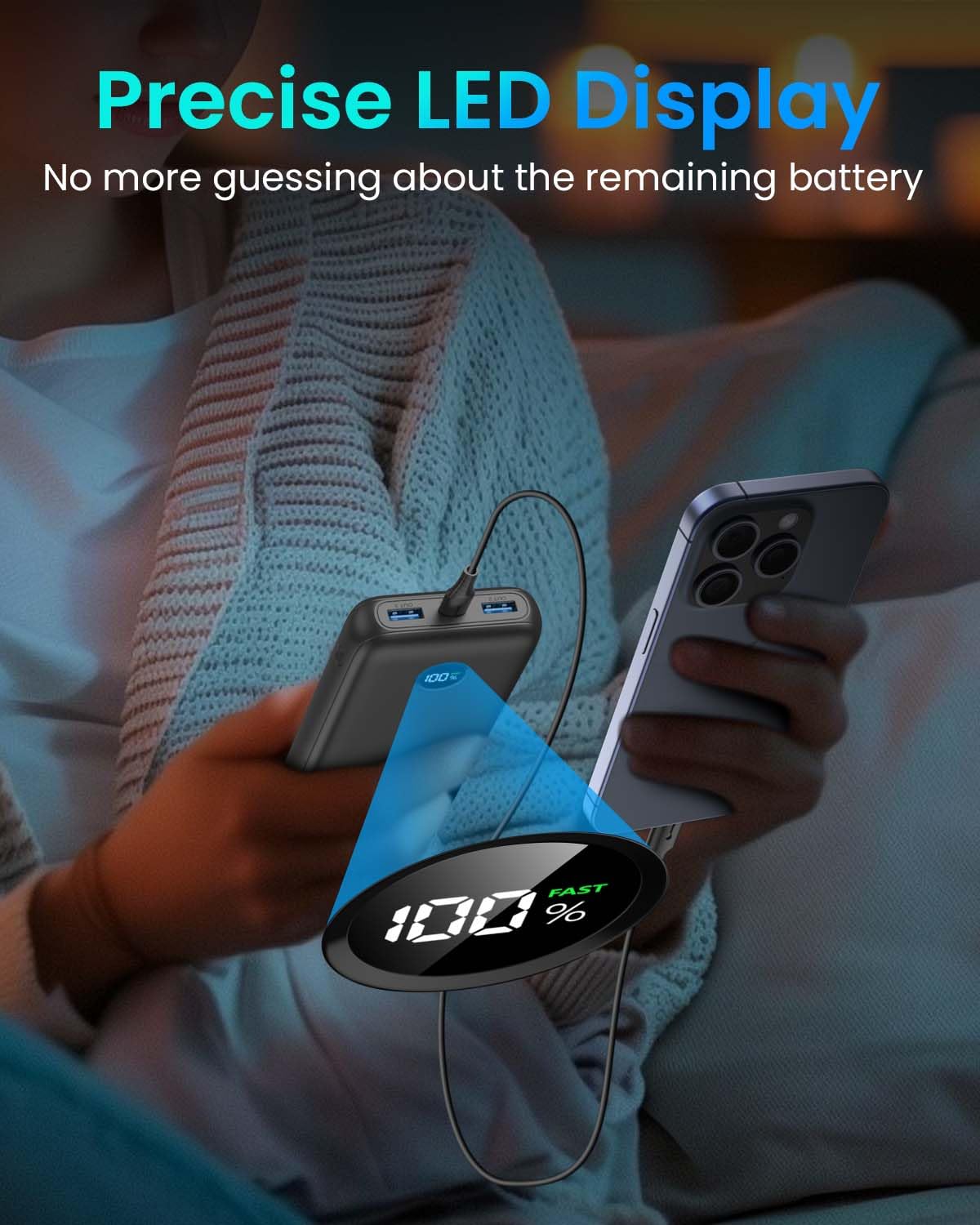 SOARAISE Power Bank 27000mAh, 22.5W Batteria Esterna Ricarica Rapida con USB C Input & Output, PD3.0 QC4.0 Caricatore Portatile con 3 Uscite USB e Display Digitale LED per iPhone Samsung Tablet