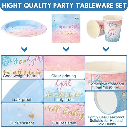 Vista 146 de Hushee Juego de 200 platos florales de papel para baby shower, servilletas, tazas, suministros de fiesta de baby shower, juego de vajilla desechable