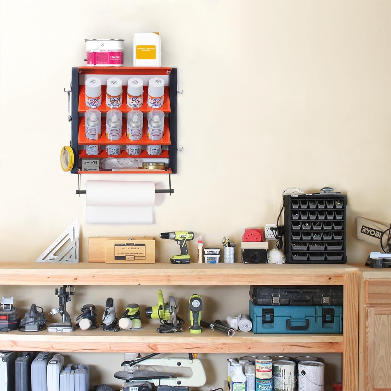 TORACK Spray Paint Can Holder Wall Mount, Heavy Duty Metal Spray Can Holder for Garage, Paint Can Storage Rack for Shop, Holds Up to 100 lbs(Pack of 2)