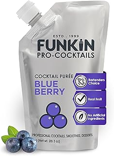 Funkin Fruit Puree | Real Fruit, Simple Ingredient, Natural Mixer for Cocktails, Drinks, Smoothies | Vegan, Non-GMO, Gluten-Free (2.2 lbs) (Blueberry)