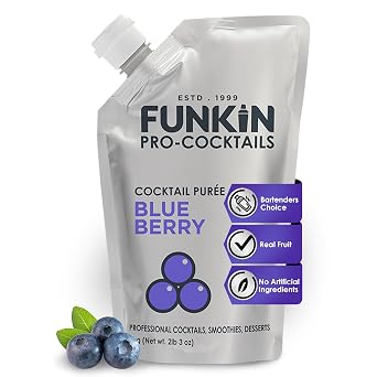 Funkin Fruit Puree | Real Fruit, Simple Ingredient, Natural Mixer for Cocktails, Drinks, Smoothies | Vegan, Non-GMO, Gluten-Free 2.2 lbs Blueberry