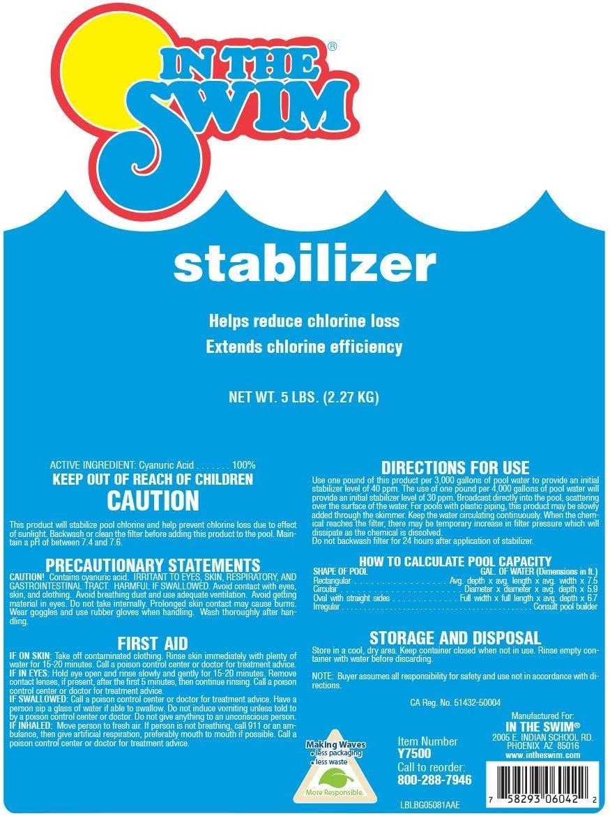 In The Swim Pool Stabilizer – 100% Cyanuric Acid for Chlorine Protection and Efficiency - 25 Pound