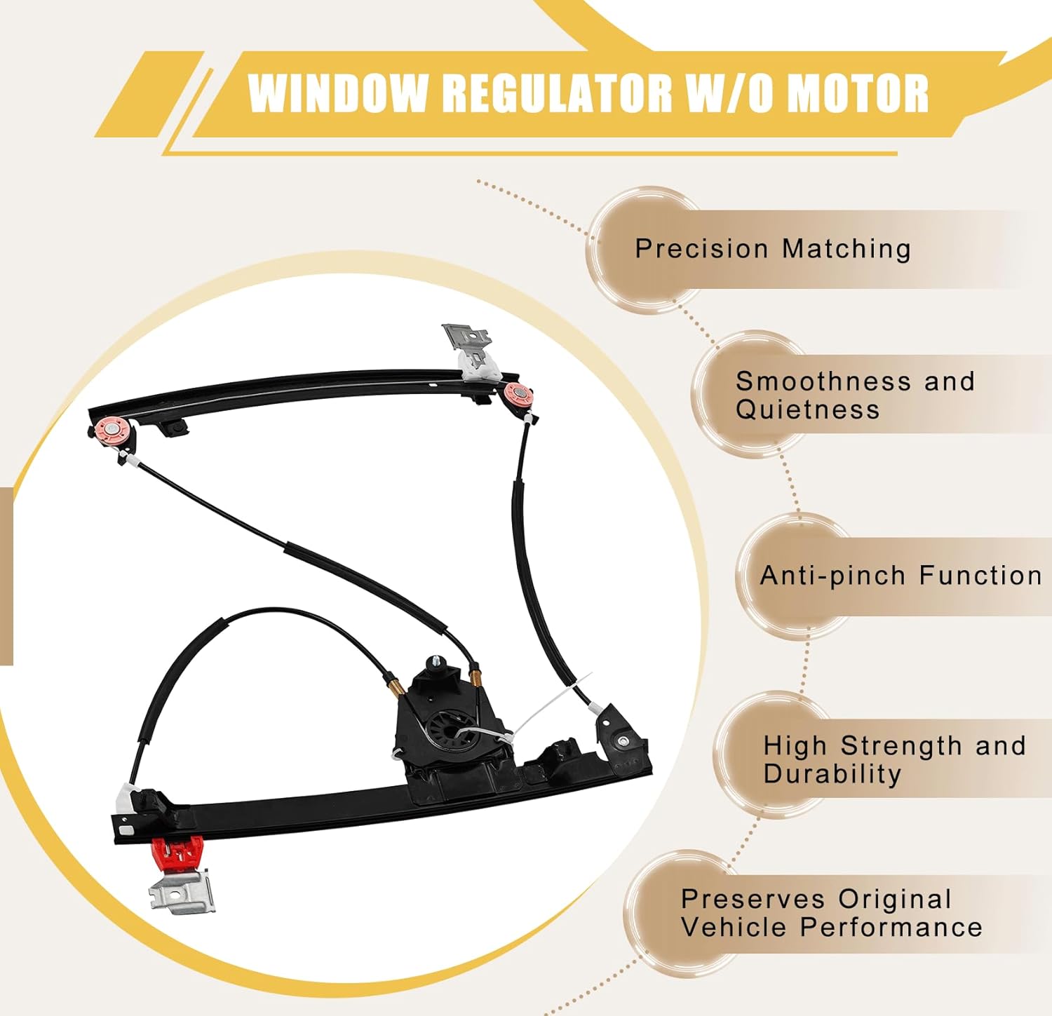 66944900 84934200 Front Left Driver Side Window Regulator W/O Motor Replacement for Maserati Quattroporte M139 2003-2013