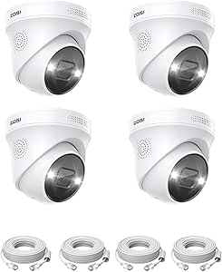 ZOSI 4K PoE Security Cameras 4-Pack - Outdoor Weatherproof With Person Detection