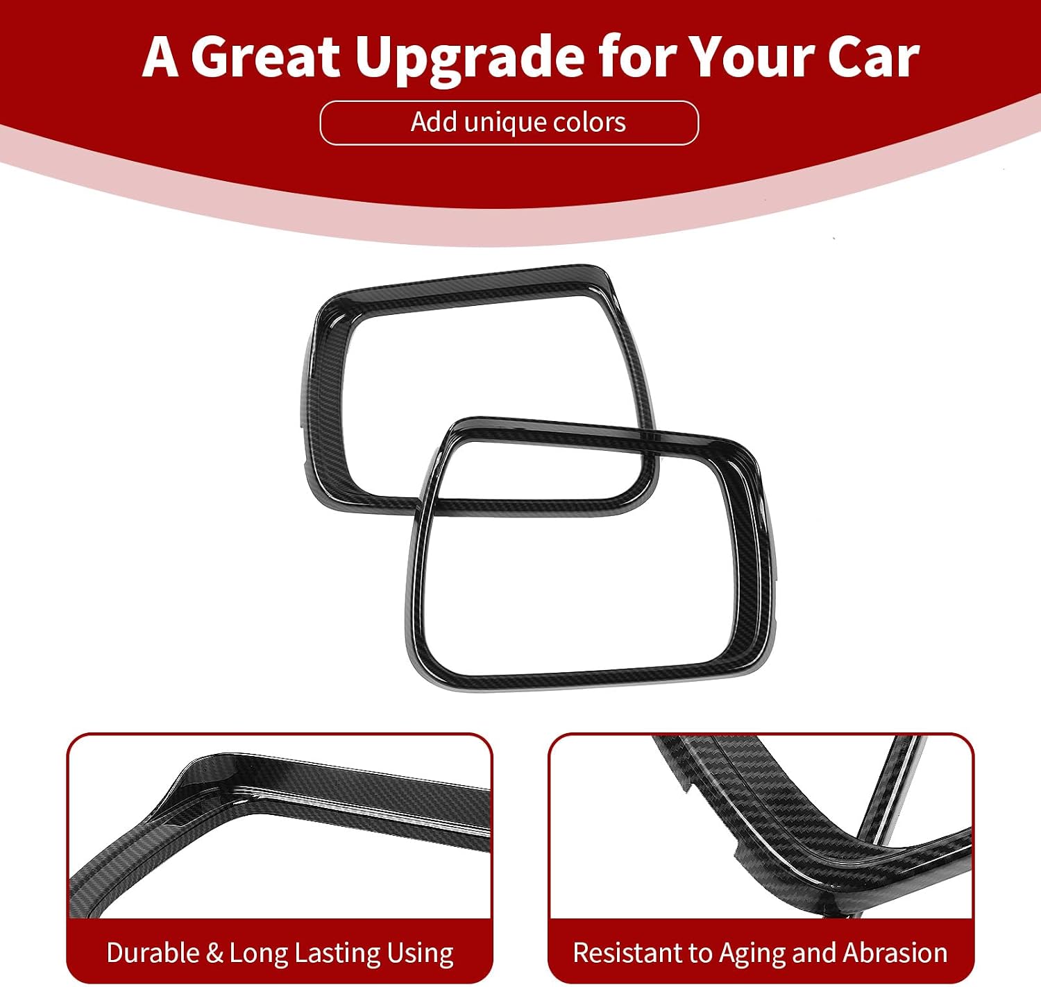 for RAM Side Mirror Rain Guard Trim Cover Compatible with Dodge RAM 2018 up ABS Black Carbon Fiber Exterior Accessories 2pcs