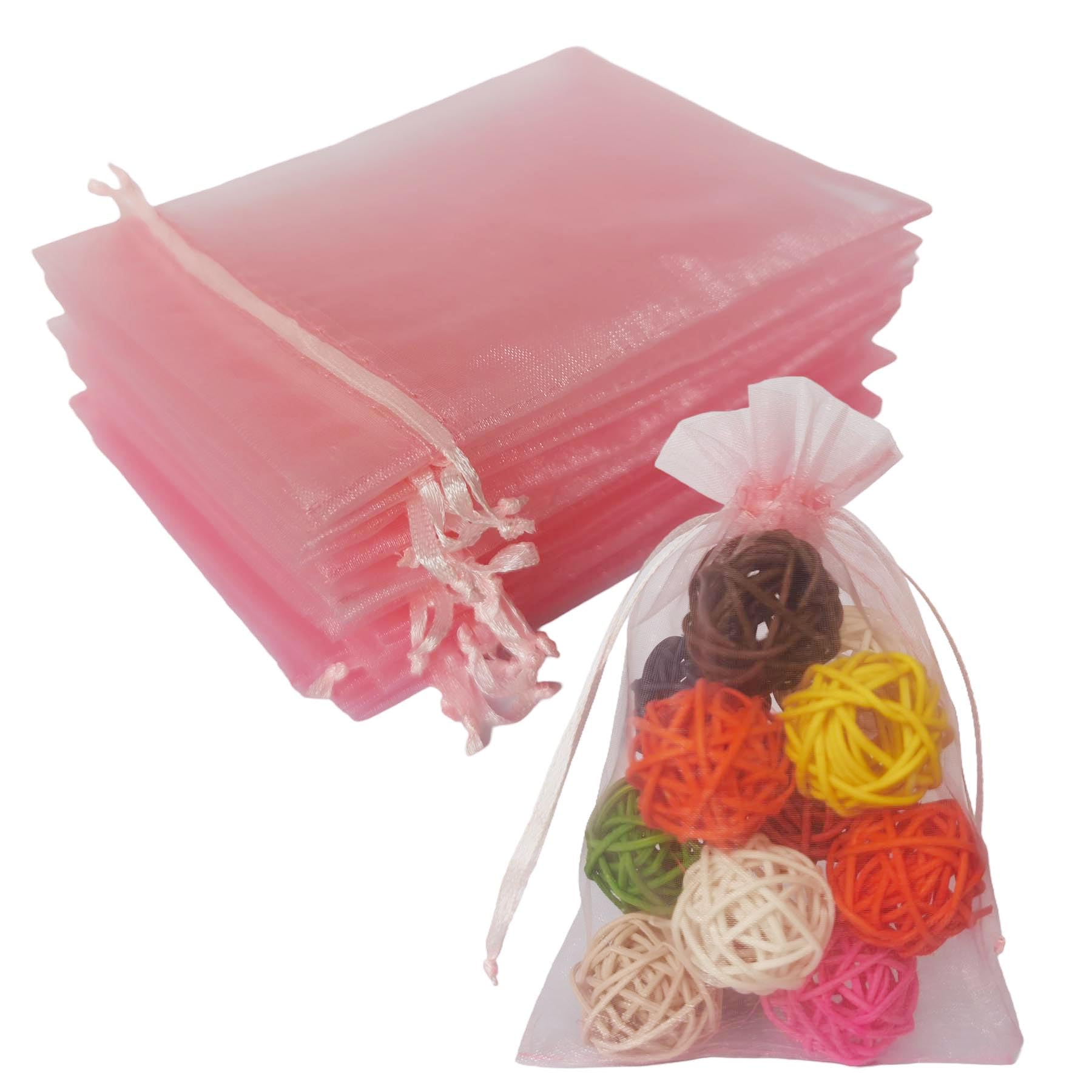 Organza Gift Wrap Bag Set of 50 Drawstring 4x6 inch Blush Pink for Baby Shower,Party Favors,Birthday,Wedding,Bridal Shower,Christmas,Sheer Fabric