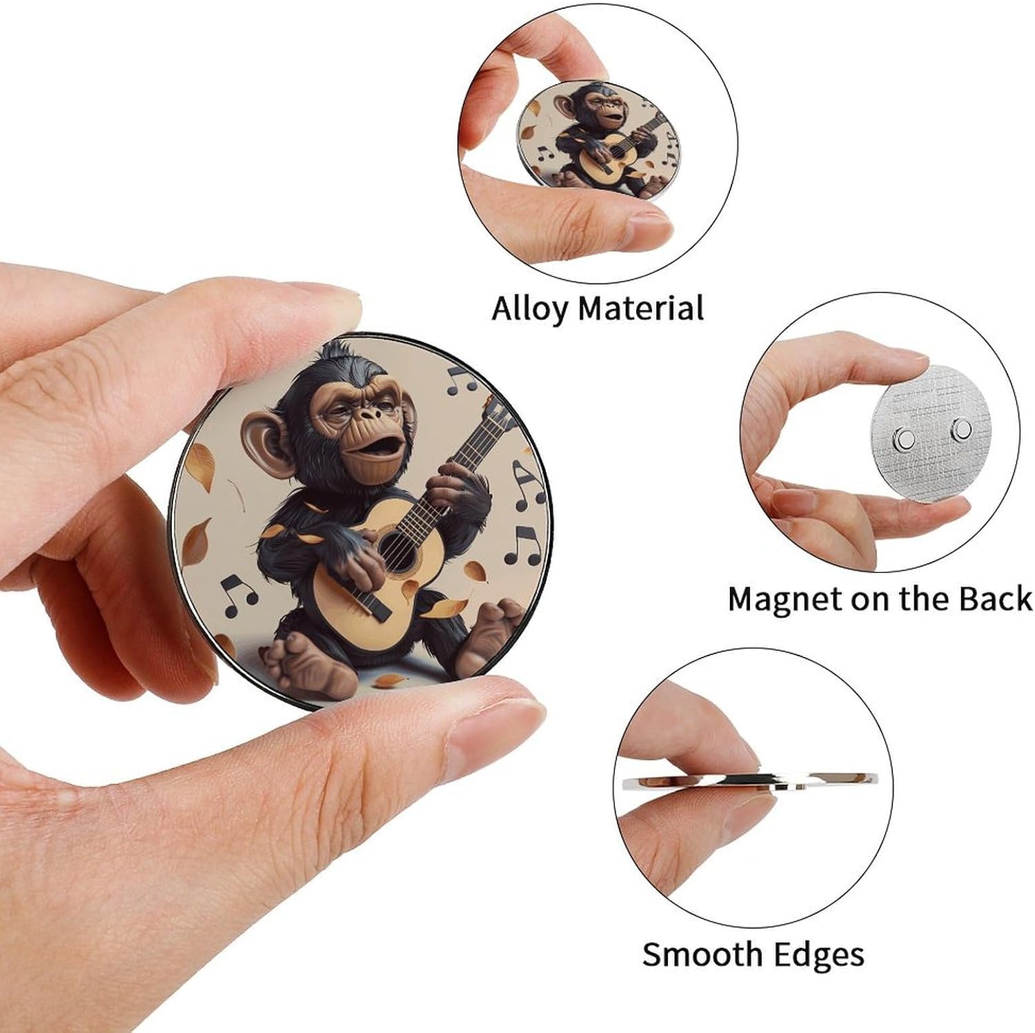 Monkey Music Fridge Magnets Strong Fun Refrigerator Magnets Small Heavy Duty Decor Magnet Mini Round Cute Magnetic Clips for Office Whiteboard and Kitchen image 3
