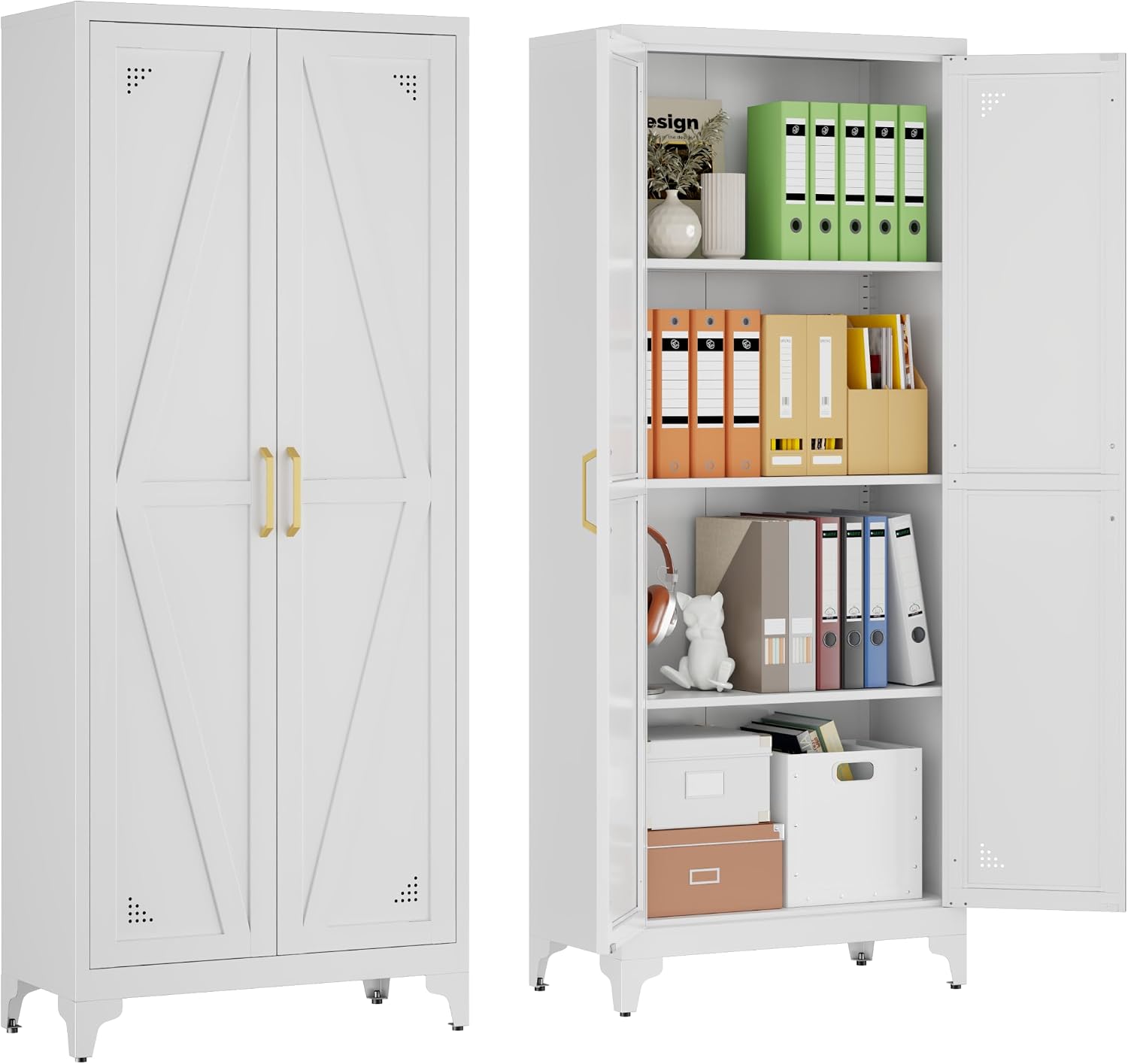 67" Tall Metal Vertical File Cabinet with Adjustable Shelves