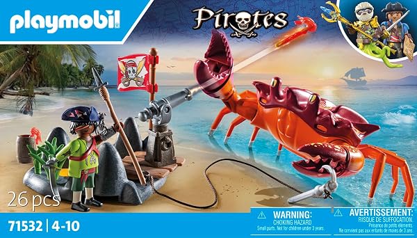 Playmobil 71532 Pirate et Crabe géant - Prenez Le Large et embarquez pour Une Chasse au trésor en mer - Set Comprenant Un Canon, Un Projectile de grappin et Un Sabre - Pirates - Dès 4 Ans - 4