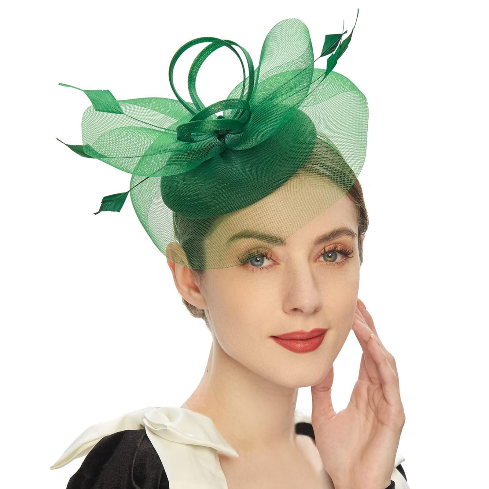 Elegant Green Fascinator Hat Elegant Green Fascinator Hat With Mesh & and 50 similar items main image 3