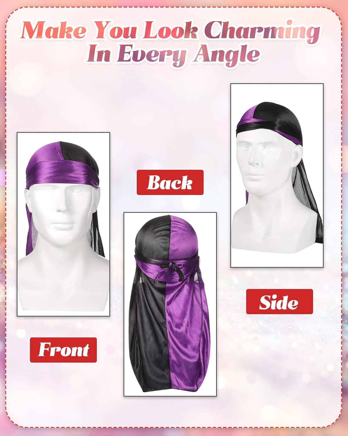 Geyoga 12 Pieces Silky Durag Pirate Cap Long Tail Headwraps for Men and Women Silky Durag Hip Hop Rapper Doo Rag Sleep Hat - Image 5