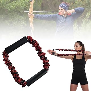Archery Band Open Bow Resistance Trainer for Compound & Recurve Bows, Arm Strength Training & Latissimus Dorsi Exerciser with Comfort Grip