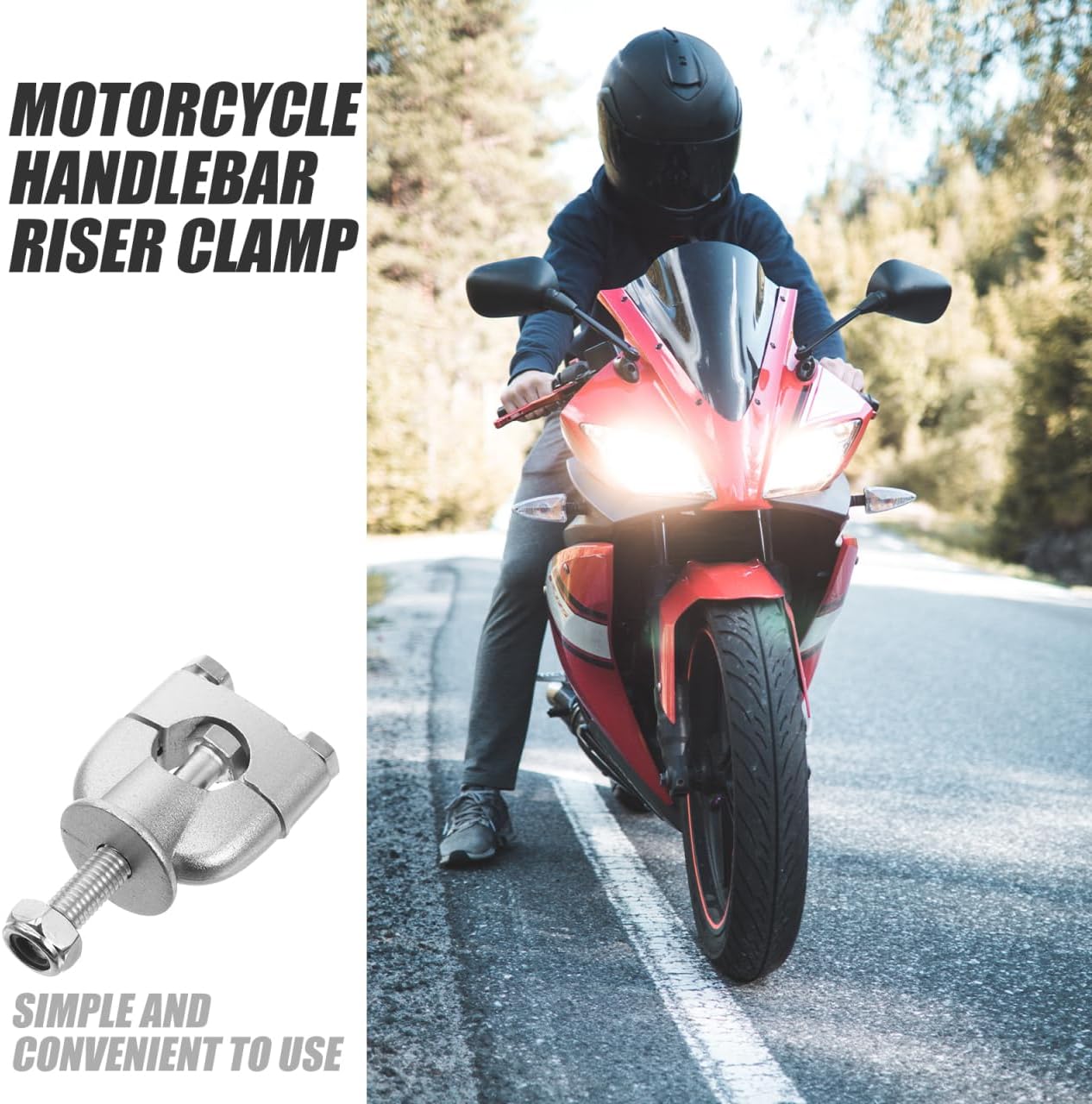Luxshiny 2Pcs Motorcycle Handlebar Riser Clamp 7/8 Iron Handlebar Mount Clamp for Motorcycle Stable Riding and Shock Reduction