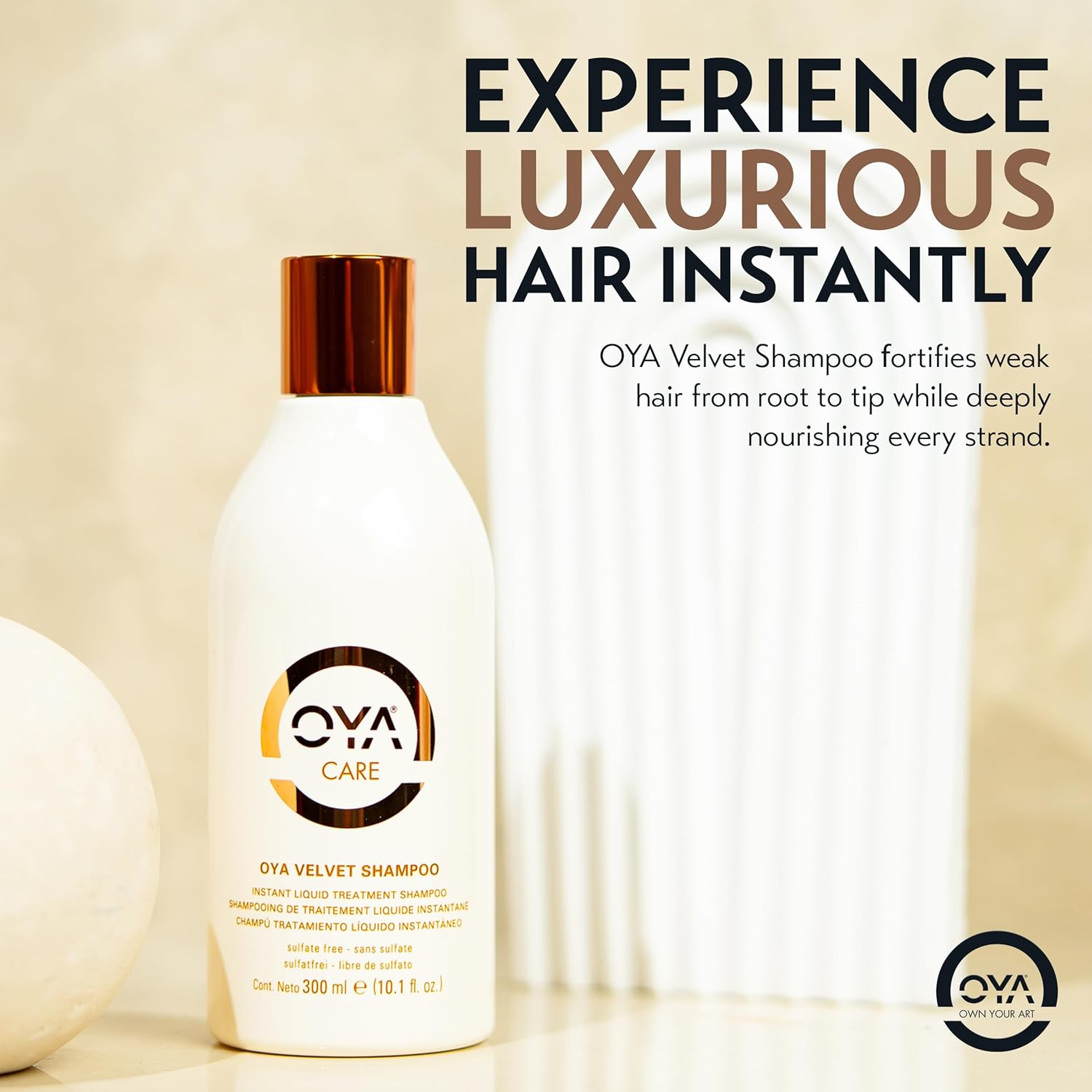 OYA Velvet Shampoo - Moisturizing Caffeinated Shampoo with Minerals and Antioxidants - Hydrating Daily Salon Formula to Nourish, Strengthen, and Revitalize Hair - 300 ml / 10.1 fl oz - Image 3