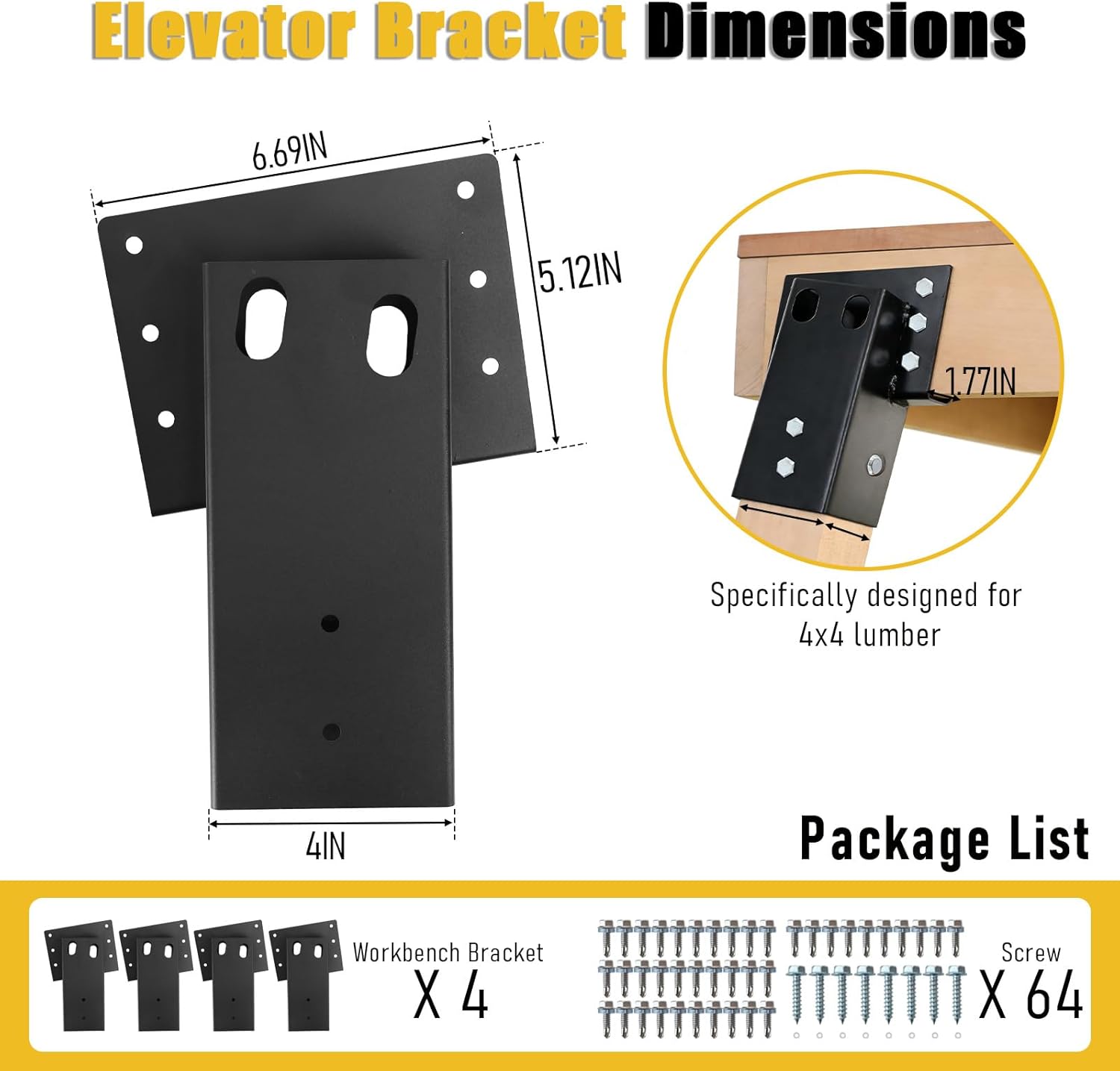 Elevator Brackets Deer Stand Blind Brackets 4x4 for Outdoor Hunting Stand Blind Platform Shooting Shack 4 PCS