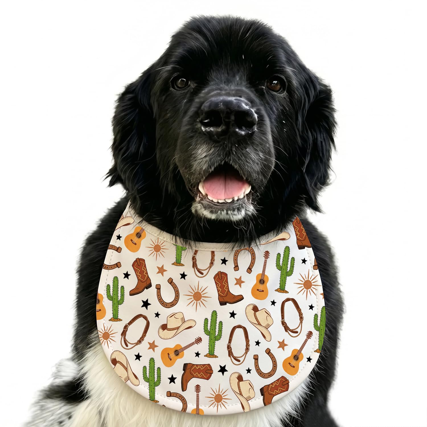 Western Dog Drool Bib Country Cowgirl Cowboy Dog Bandana Adjustable XL For Large & Giant Breed Newfoundland Mastiff (western dog bib 2)