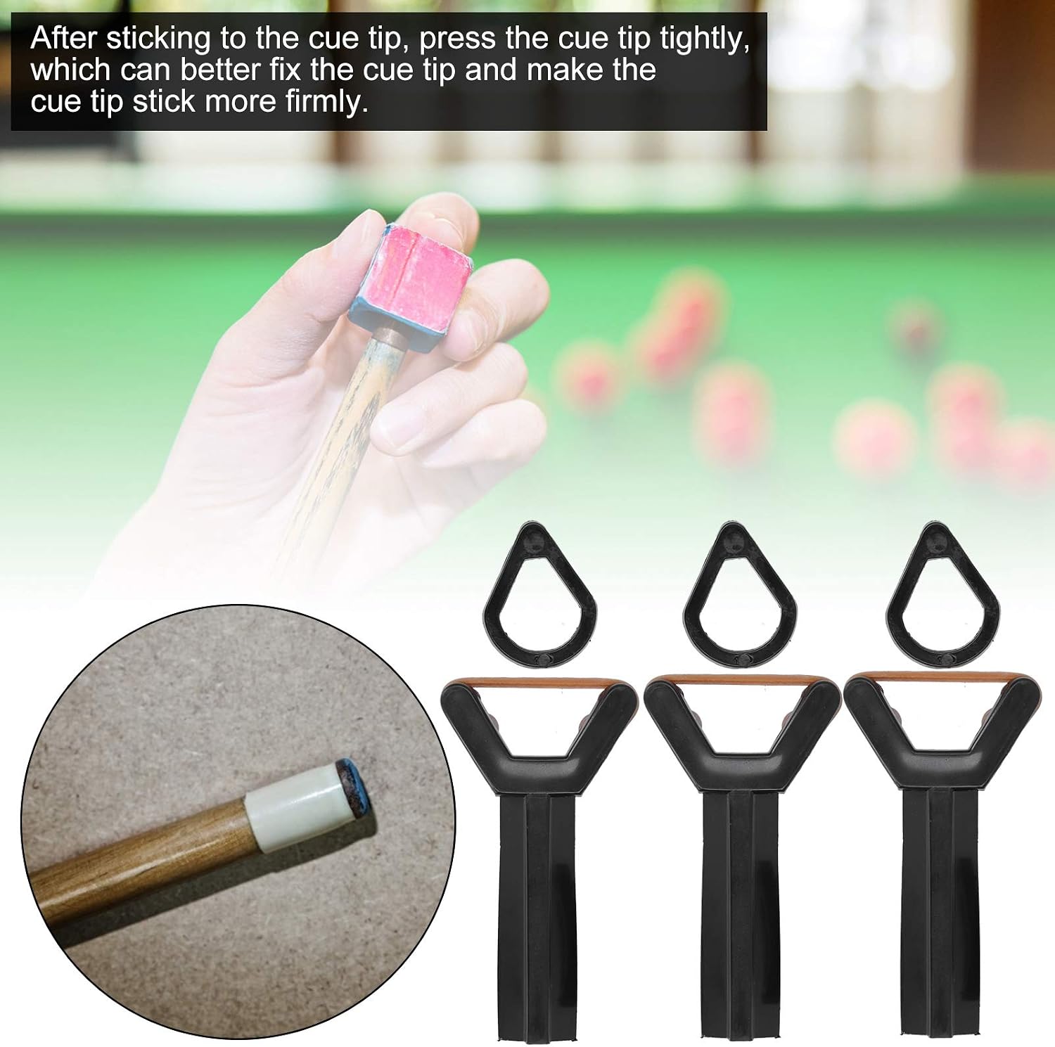 Billiard Cue Tip Clamp, Durable Rubber Fastener, Pool Accessory, Quick Installation Tool for Professional Players, Hobbyists, Home Entertainment, Practice, Game Preparation