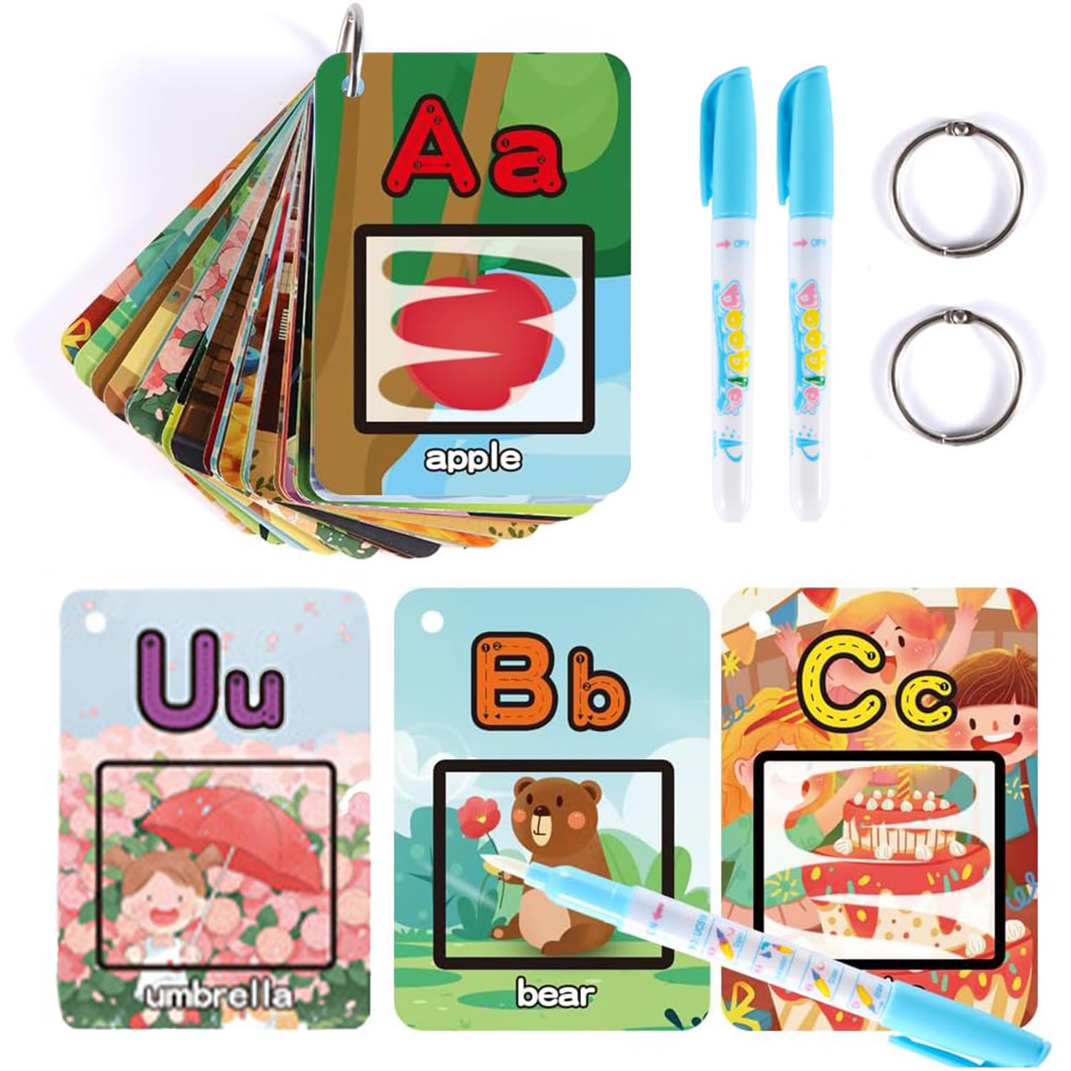 Masroo Water Coloring Books, Aqua Painting Book, Magic Paint Set for 3 4 5 6 7 8 Years Old, Alphabet Flash Cards ABC Learning, Road Trip/Airplane Travel/Car Activities Essentials Kids