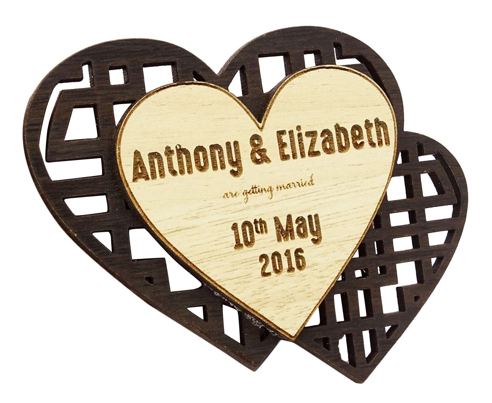 Aimant de date en bois personnalisé idée cadeau invités pour annonce mariage original