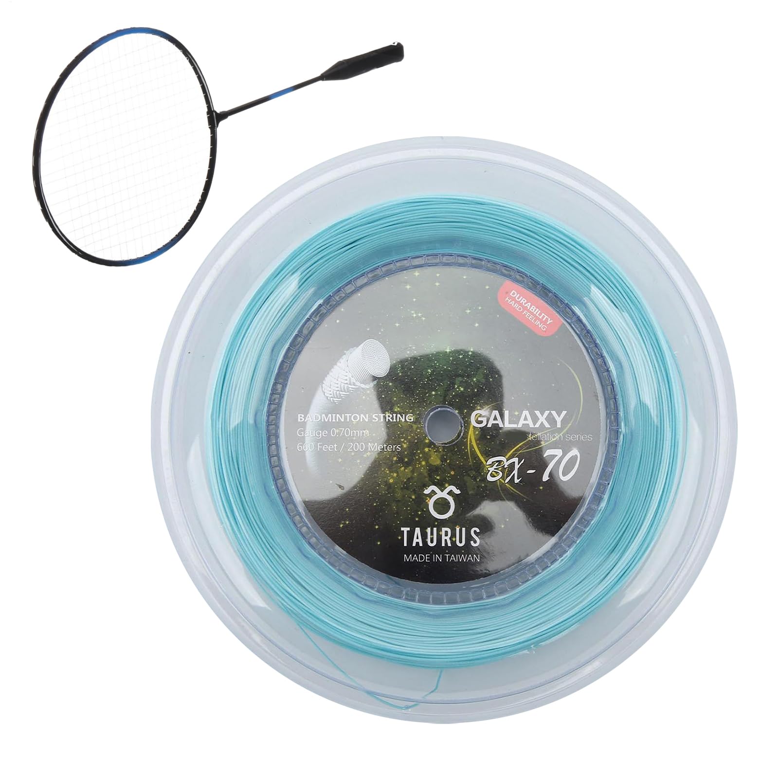 Corde De Badminton À Grand Disque Constellation Series BX70 – 200 M / 656 Pieds, Corde D'entraînement Haute Élasticité De 0,7 Mm | Remplacement Durable Des Cordes De Raquette Pour Les Débutants, Les A