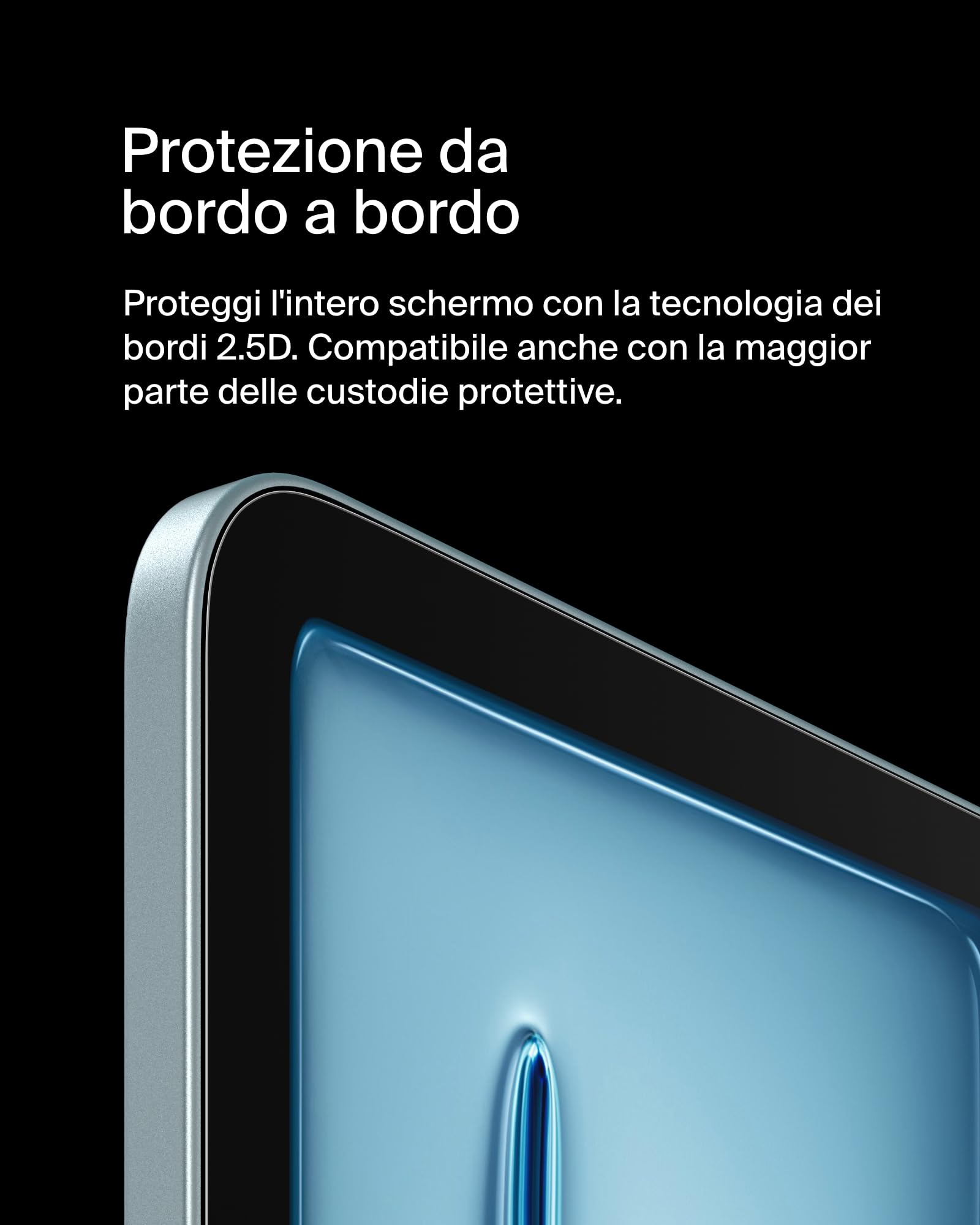 Belkin ScreenForce TemperedGlass Proteggi schermo per iPad Air 11'', vetro temprato con durezza di 9H, spessore di 0,33 mm, antigraffio, installazione facile, compatibile con custodie e Apple Pencil