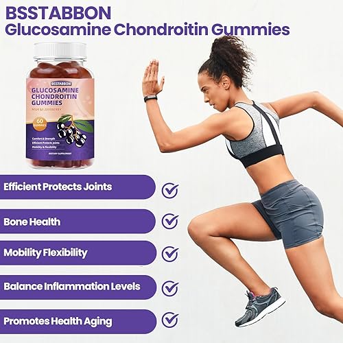 Miniatura 4 de Gomitas de condroitina de glucosamina con suplemento MSM de saúco para hombres y mujeres, 60 gomitas..