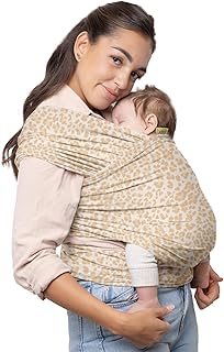 Boba Babytragetuch ab Geburt bis 15 kg - Kuschelweiche & Atmungsaktive Bambusviskose, Tragetuch Baby Neugeboren bis Kleinkind, Einfach zu Binden (Sand Leopard)