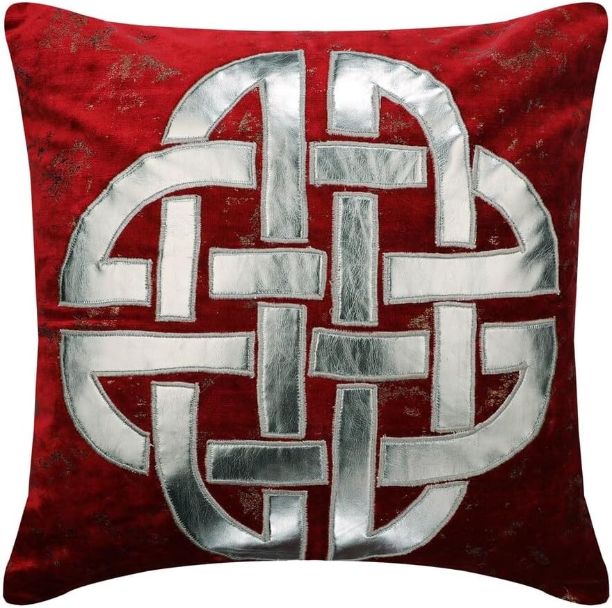 The HomeCentric Cushion Covers, Decorative Red 16"x16" (40x40 cm) Throw Pillows for Couch, Velvet Greek & Applique & Foil Cushion Cover, Geometric Pattern, Modern Easter - Greek Aphrodite