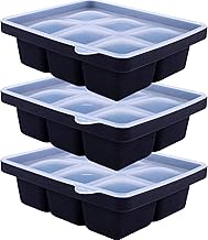 3 Packs Large Silicone Ice Cube Tray, Easy-Release Ice Cube Moulds 6 Ice Cubs Per Tray for Chocolate Cocktail Any Drinks (3 Pack Black)