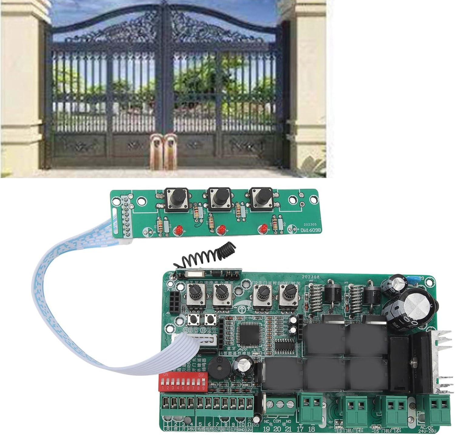 Circuit Board for Sliding Gate Openers, Universal Main Electronic Control Board 220V - Automatic Door Closing, Motor Resistance Adjustment, Safe and Convenient