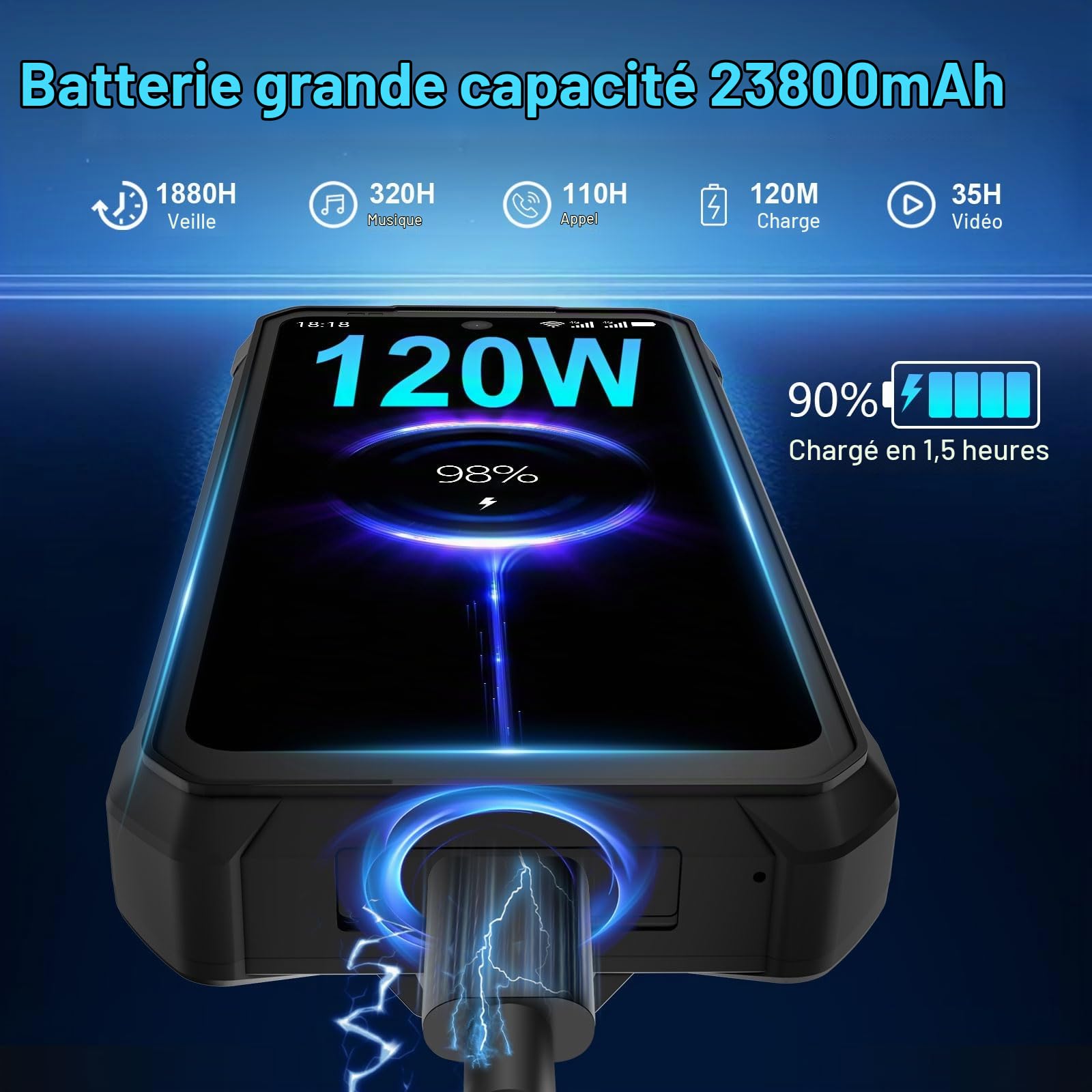 8849 Tank 3 Pro 5G Smartphone Extérieur AI | IP68 | Projecteur Intégré | Écran 6,79" FHD+ | 20000 mAh | 32 Go + 512 Go de Stockage | Lampe de Camping | OTG | NFC | 50 MP + 200 MP | Téléphone Robuste