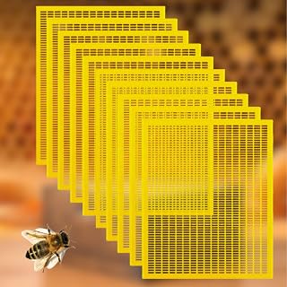 10 Pcs 10 Frame Plastic Queen Excluder| Queen excluder for 10 frame hive| Queen Bee Excluder Bee Frames for Bee Hive Beekeeping| Separating Queen Bees from Honey Bee Hive Tool Supplies (Yellow)
