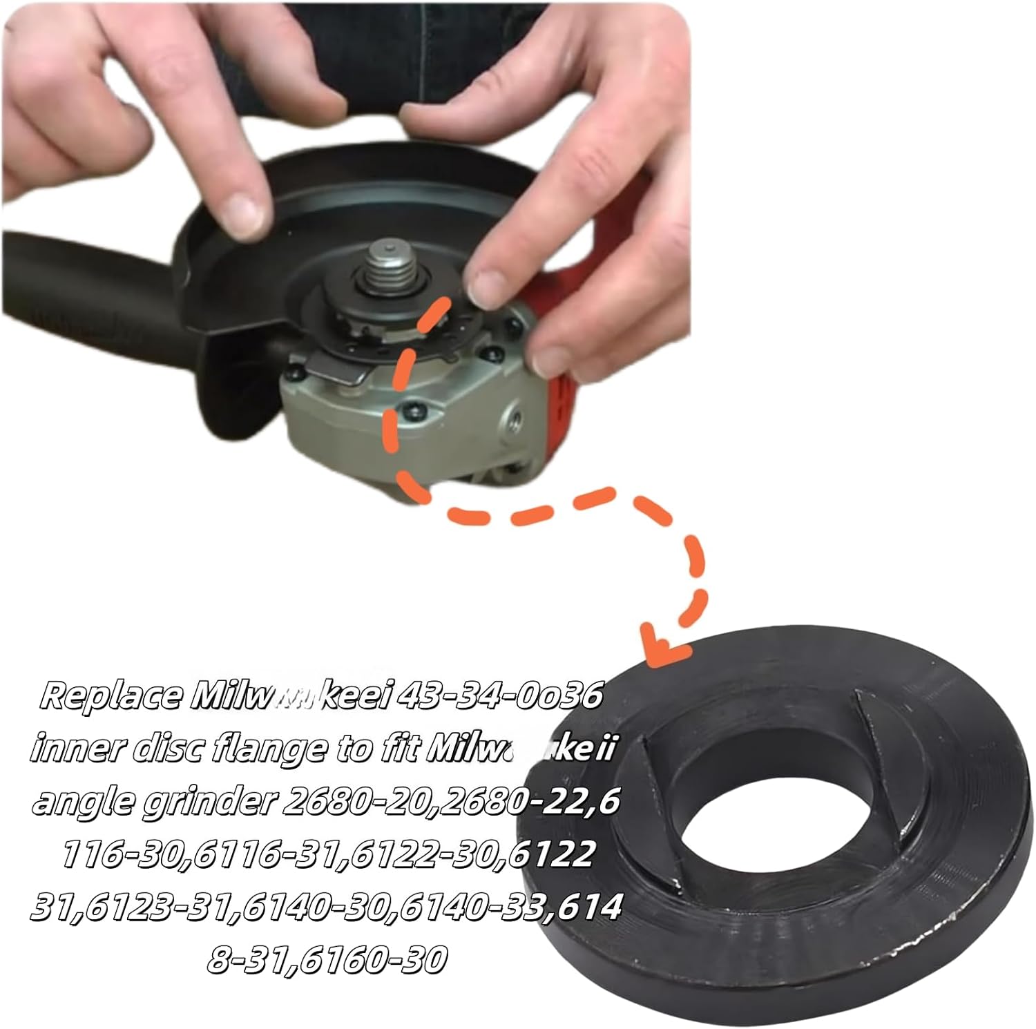 43-34-0036 Inner Flange Suitable For Miilwauukeeii Angle Grinders 622-31, 2680-20, 2680-22, 1161-31, 1161-30, 622-30 | 5/8-11 Grinding Machine Liner Flange (5pk)