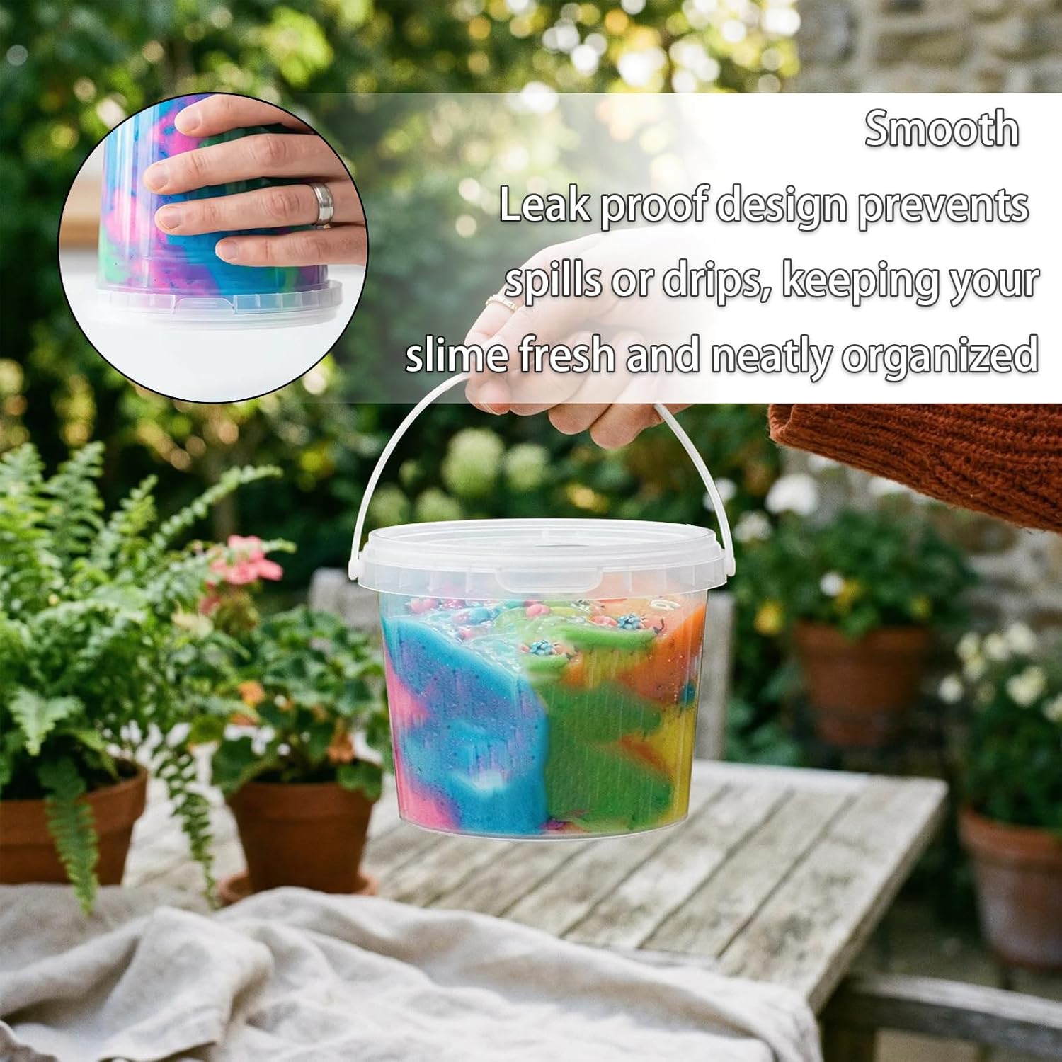 110 Pcs Clear Containers Bulk 10oz Mini Storage Case with Handles and Lids Plastic Clear Storage Bucket Containers for Small Tools Pigment Lotion Cotton Candy Dough DIY Art Craft Party