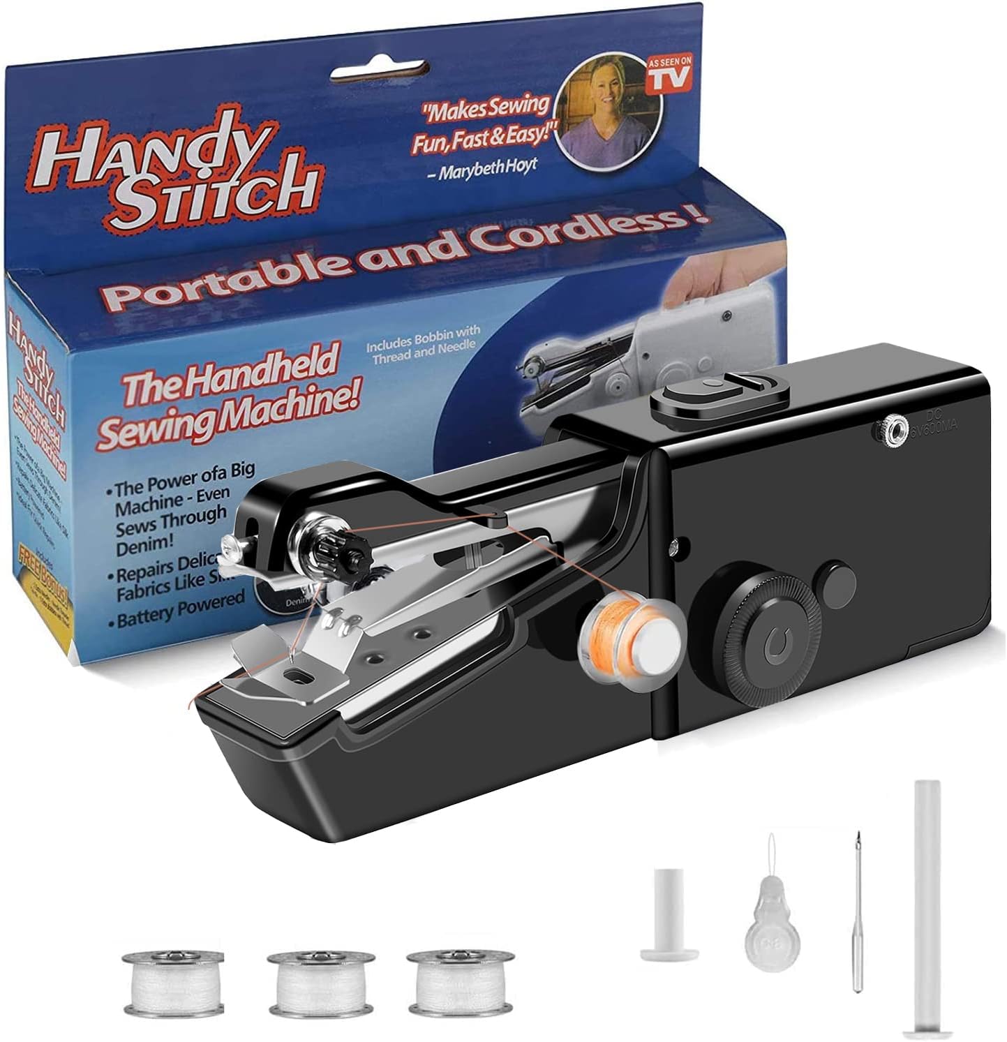 YurDoca Handheld Sewing Machine, Mini Cordless Portable Electric Sewing Machine-Cordless Small Handy Stitch Handheld Sewing Machine for Fabric Clothing Kids Cloth Pet Clothes, Black-p
