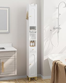 12 Small Bathroom Ideas With Tub for Smart Space Efficient Layouts 41 Bathroom Cabinet with Adjustable Shelves, Freestanding Floor Cabinet, Ta...