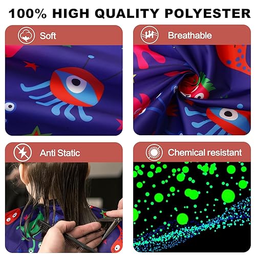 Miniatura 3 de Capa de peluquería para niños con cepillo para el cuello, capa profesional de corte de pelo con cierre a presión ajustable