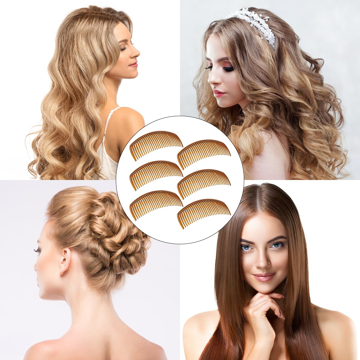 6 Packs French Twist Comb, SourceTon Plastic Side Hair Combs with 29 Teeth Hair Comb Hair Clip Combs for Fine Hair Accessory for Women- Coffee Color image 2