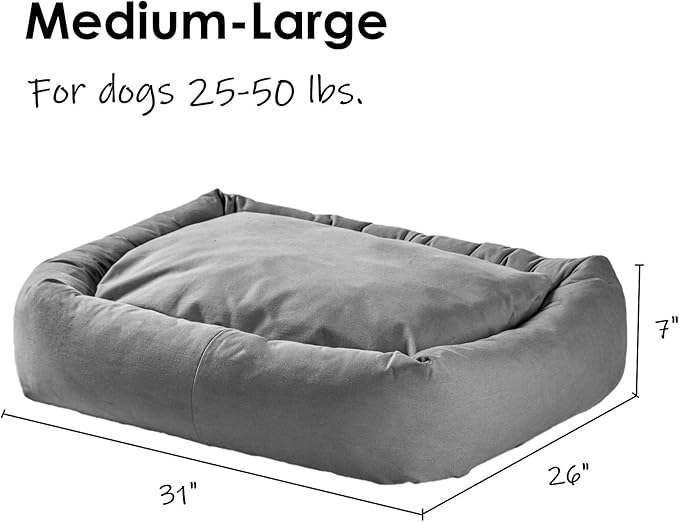 Cama para Perro Rectangular con Borde y Almohada Removible Tamaño Mediano/Grande Azul miniatura 4